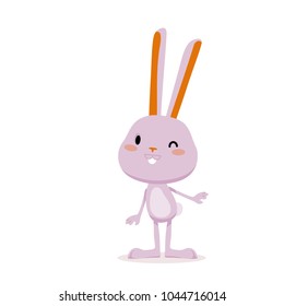 Easter Rabbit and Eggs. Funny Easter Bunny. A set of cute emotional characters for a Christian holiday. Elements for festive design - 1. Vector illustration