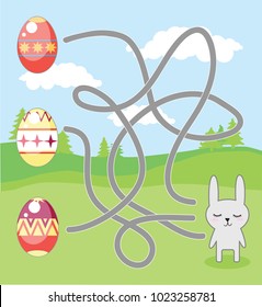 Easter rabbit and Easter eggs labyrinth, vector illustration