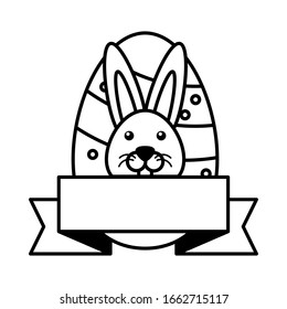 easter rabbit with eggs on white background vector illustration design