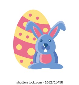 easter rabbit with eggs on white background vector illustration design