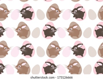 easter rabbit with eggs seamless texture