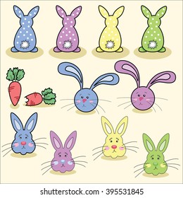 Easter rabbit eggs vector