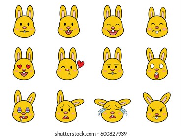 Easter Rabbit Emoji Set
