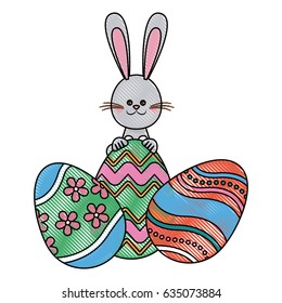 easter rabbit with festive egg traditional