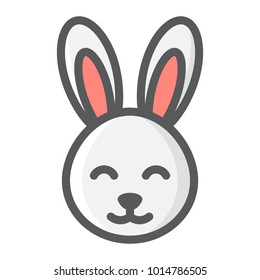 Easter rabbit filled outline icon, easter and holiday, bunny sign vector graphics, a colorful line pattern on a white background, eps 10.