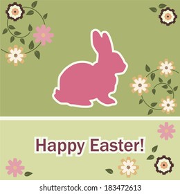 Easter rabbit, flower. Card  