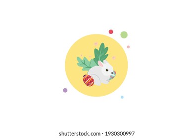 Easter Rabbit Flower Circle Bubble Icon