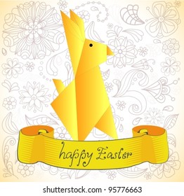 Easter Rabbit with flowers and banner,vector illustration