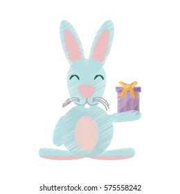 Easter rabbit with gift icon icon, vector illustration design