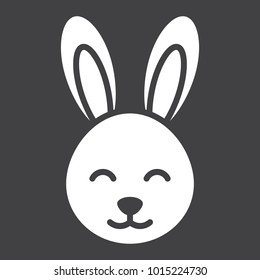 Easter rabbit glyph icon, easter and holiday, bunny sign vector graphics, a solid pattern on a black background, eps 10.