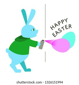 Easter rabbit graffiti artist vector illustration for gift card, flyer, certificate or banner, icon, logo, patch, sticker