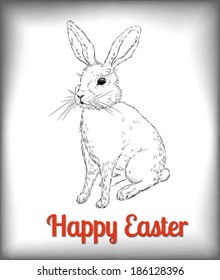 Easter Rabbit. Hand -drawn rabbit on white background. Easter illustration. 