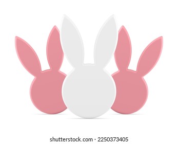 Easter rabbit head with long ears three slim bauble religious holiday decor element 3d icon realistic vector illustration. Bunny hare toy traditional Christianity animal character minimal design