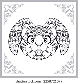 Easter rabbit head mandala arts isolated on white background