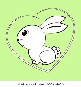 easter rabbit in a heart. vector illustration.