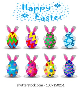 The Easter rabbit hid behind the Easter egg
