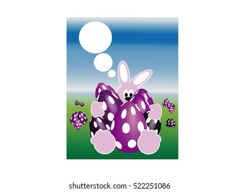 Easter rabbit holding  chocolate Easter eggs. Vector 