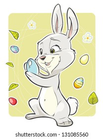 Easter rabbit holding an egg