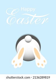 Easter rabbit in the hole, vector art illustration.