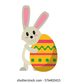 easter rabbit hugging egg