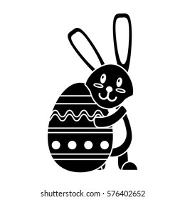 easter rabbit hugging egg pictogram