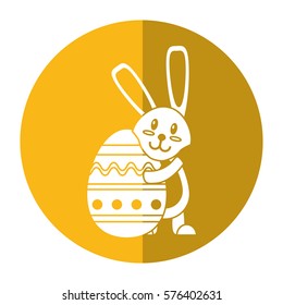 easter rabbit hugging egg shadow