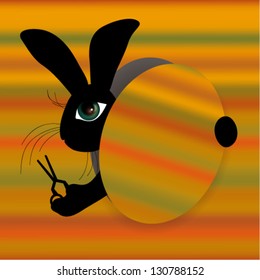 Easter Rabbit / Humorous card with cute bunny with scissors