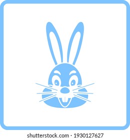 Easter Rabbit Icon. Blue Frame Design. Vector Illustration.