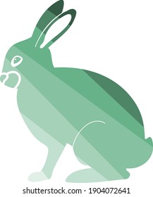 Easter Rabbit Icon. Flat Color Ladder Design. Vector Illustration.