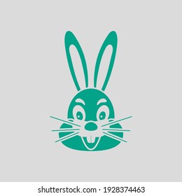 Easter Rabbit Icon. Green on Gray Background. Vector Illustration.