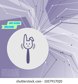 easter rabbit icon on purple abstract modern background. The lines in all directions. With room for your advertising. Vector illustration