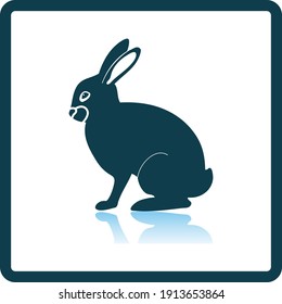 Easter Rabbit Icon. Square Shadow Reflection Design. Vector Illustration.