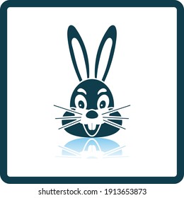 Easter Rabbit Icon. Square Shadow Reflection Design. Vector Illustration.
