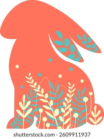 Easter rabbit icon. Standing bunny sticker. Happy Easter illustration