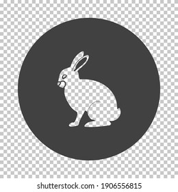 Easter Rabbit Icon. Subtract Stencil Design on Tranparency Grid. Vector Illustration.