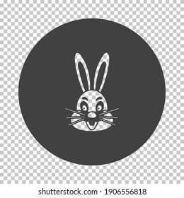 Easter Rabbit Icon. Subtract Stencil Design on Tranparency Grid. Vector Illustration.