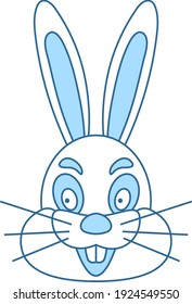 Icono de Conejo de Pascua. Línea Delgada Con Diseño De Relleno Azul. Ilustración vectorial.