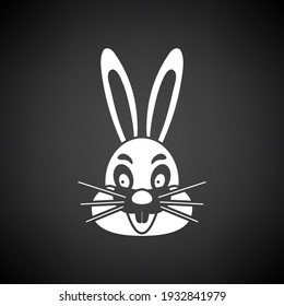 Icono de Conejo de Pascua. Blanco sobre fondo negro. Ilustración vectorial.