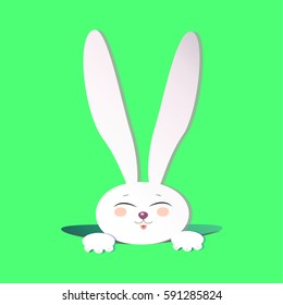 Easter Rabbit illustration. Vector Easter Bunny. Greeting card background. Cute Rabbit Flat. Poster. Vector banner