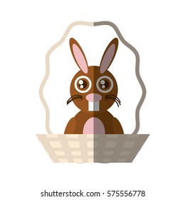 Easter rabbit inside basket icon, vector illustration design