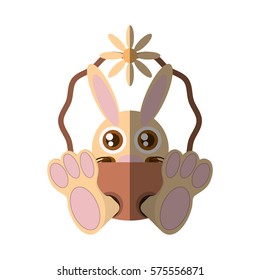 Easter rabbit inside basket icon, vector illustration design