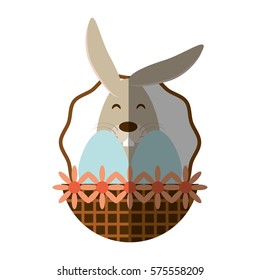 Easter rabbit inside basket icon, vector illustration design