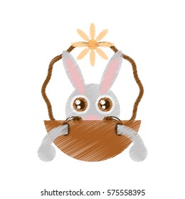 Easter rabbit inside basket icon, vector illustration design