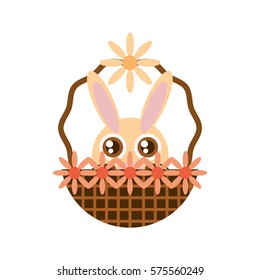 Easter rabbit inside basket icon, vector illustration design