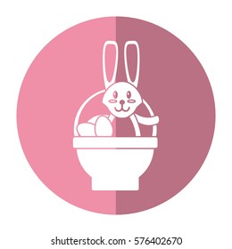 easter rabbit inside egg basket shadow