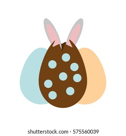 Easter rabbit inside an egg, vector illustration icon