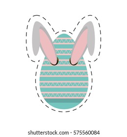 Easter rabbit inside an egg, vector illustration icon