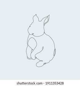 
Easter rabbit isolated vector illustration in line art style. 