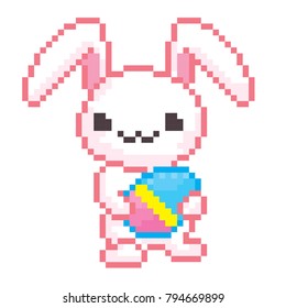 Easter rabbit. kawaii japanese style. Old school computer graphic. 8 bit video game.