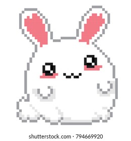 Easter rabbit. kawaii japanese style. Old school computer graphic. 8 bit video game.